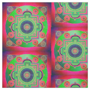 Tecido YANTRA - roda do excelente - rosa verde