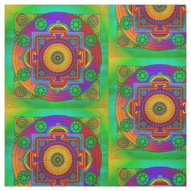 Tecido YANTRA - roda do excelente - violeta verde (Modelo)