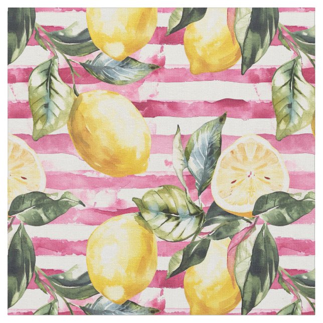 Tecido Yellow Lemon Print Fabric Cotton Fabric  (Detalhe)