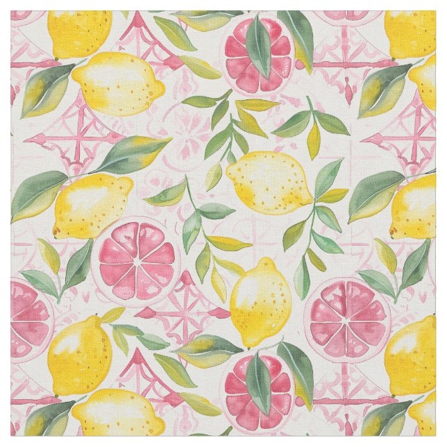 Tecido Yellow Lemon Print Fabric Cotton Fabric  (Detalhe)