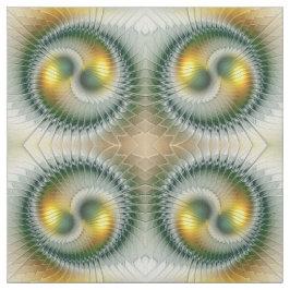 Tecido Yin Yang Verde Amarelo Abstrato Colorido Fractal