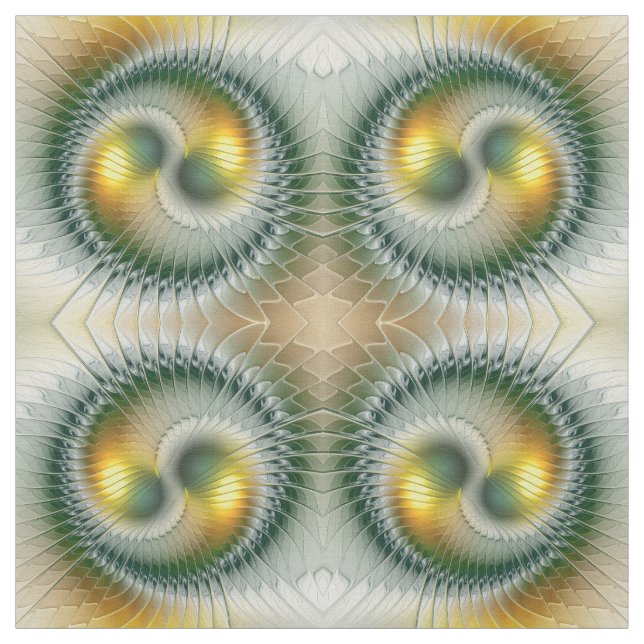 Tecido Yin Yang Verde Amarelo Abstrato Colorido Fractal (Modelo)