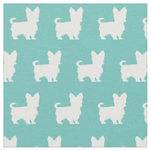 Tecido Yorkshire Terrier Dog Silhouette Pet Yorkie Teal