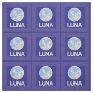 Tecido Z Luna geek azul e roxo da Lua cheia do espaço