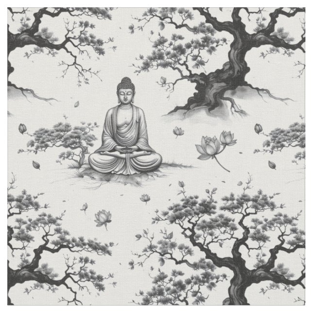 Tecido Zen Buddha - Design de Lava-Tinta (Detalhe)