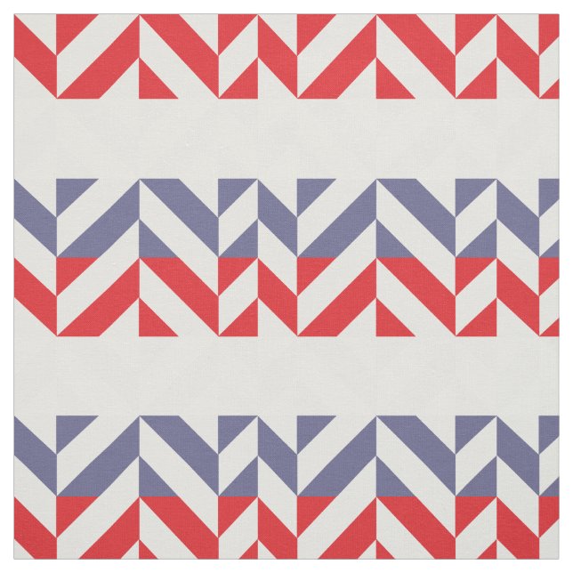 Tecido ZigZag Geométrico Vermelho Branco e Azul (Modelo)