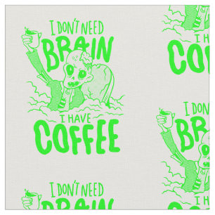 Tecido zombie bebendo de café verde-ácido de halloween