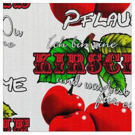 Tecido Zuckersüße rote K I R S C H E N Spruch Früchte