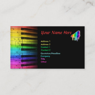 Teclado de piano & cartão de visita coloridos das