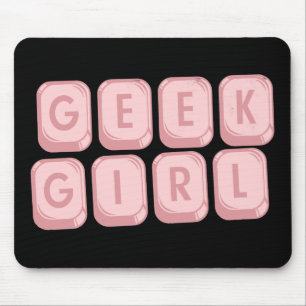 Teclado Mousepad do rosa da menina do geek
