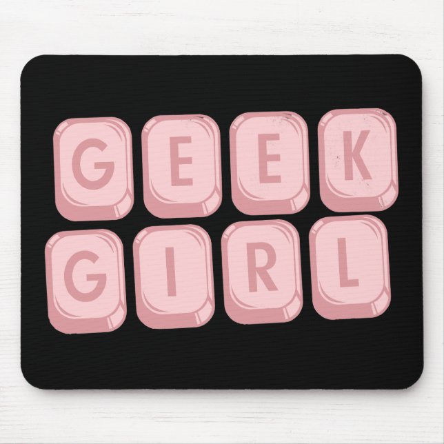 Teclado Mousepad do rosa da menina do geek (Frente)