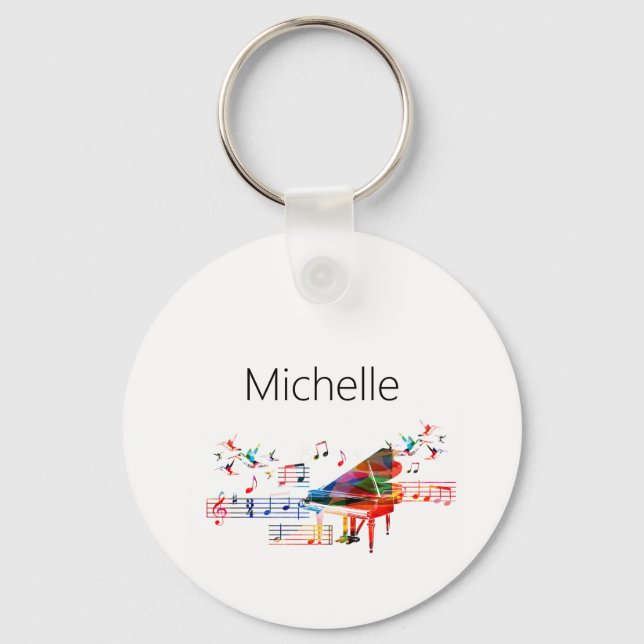 Teclado Piano e Chaveiro de Notas Musicais (Frente)