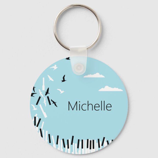 Teclado Piano e Chaveiro de Notas Musicais (Frente)