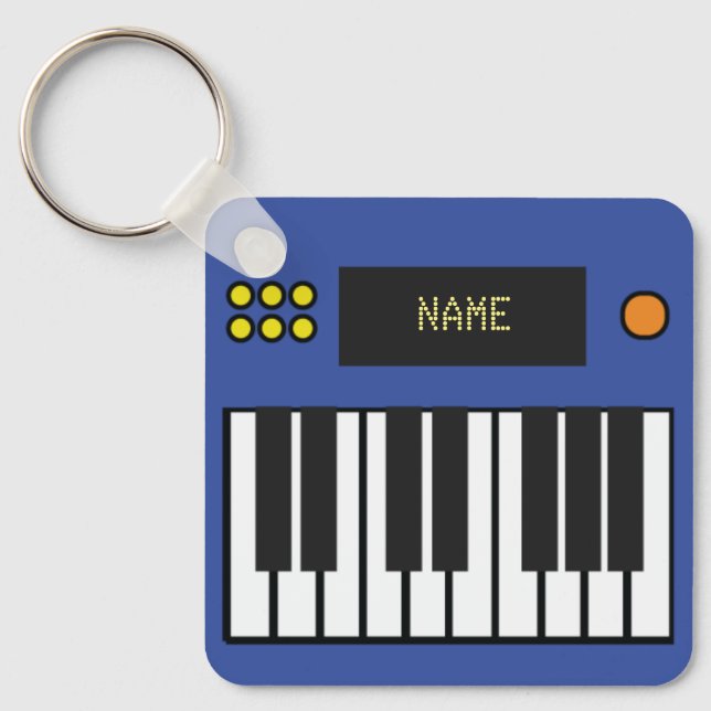 Teclas Piano Personalizadas Chaveiro Azul (Frente)