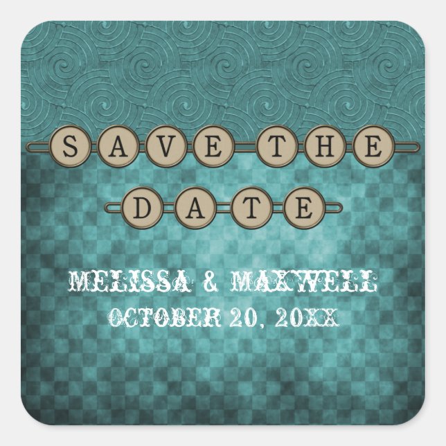 Teclas Teal Steampunk Salve os adesivos Date (Frente)