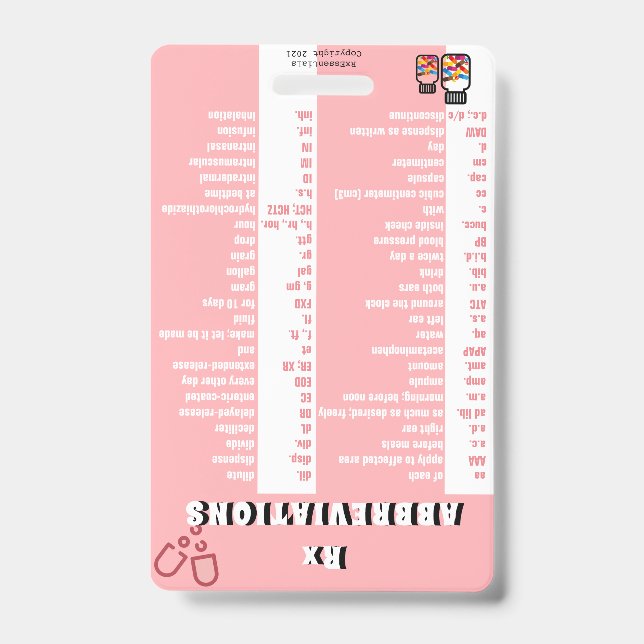 Técnico de Farmácia - Crachá Rx Abreviaturas (S2) (Frente)