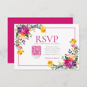 Tecnicolor Boho Floral Código QR Casamento RSVP
