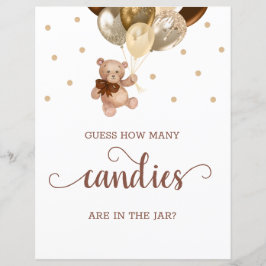 Teddy Bear Adivinha Quantas Candies Sign Chá de fr