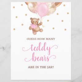 Teddy Bear Adivinha Quantas Candies Sign Chá de fr