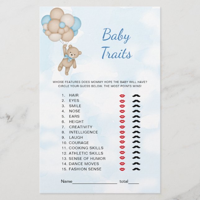 Teddy Bear Baby Traits Game (Frente)