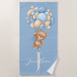 Teddy Bear Blue Balloons toalha de praia para cria