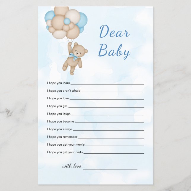 Teddy Bear Dear Baby Wishes for baby (Frente)