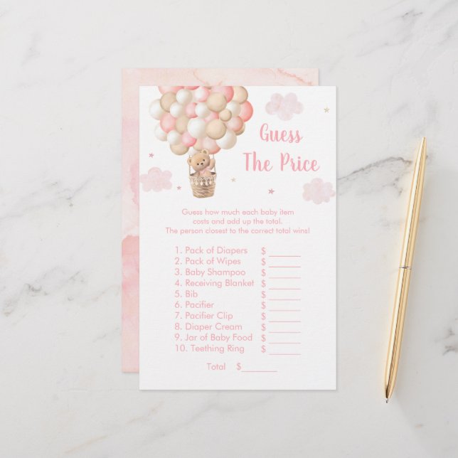 Teddy Bear Hot Air Balloon Guess The Price Game (Frente/Verso In Situ)