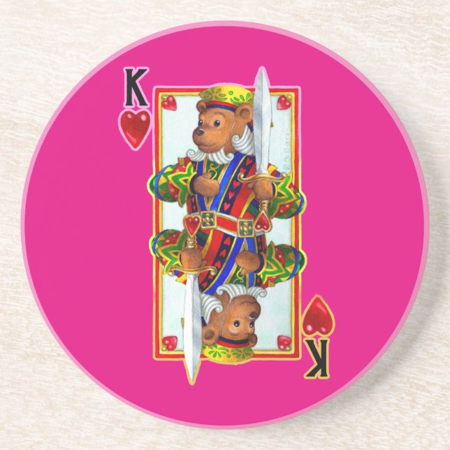 Teddy Bear King of Hearts Porta copos (Frente)