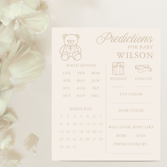 Teddy Bear Minimal Baby Shower Predictions Game (Criador carregado)