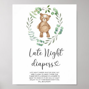 Teddy Bear \ Poster de jogos noturnos atrasados do