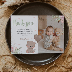 Teddy Bear Primeiro Cartões de agradecimentos de F