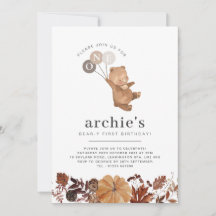 Teddy Bear Pumpkin - Convite ao primeiro aniversar