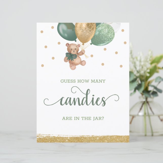 Teddy Bear Quantas Candies No Sinal De Mesa Do Jar (Em pé/Frente)