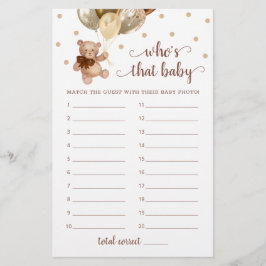 Teddy Bear que é o jogo de fotos do Chá de fraldas