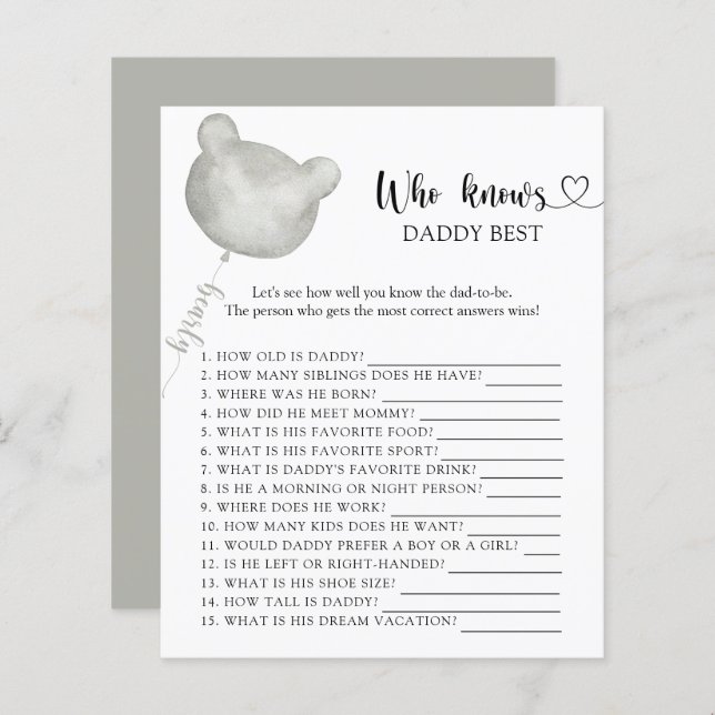 Teddy Bear Quem sabe o melhor jogo do PAI (Frente/Verso)