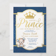 Teddy Bear Royal Prince Convite para Chá de fralda