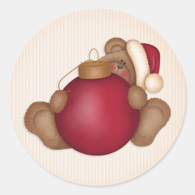 Teddy Bear w Ornament 1 - Adesivos Holiday (Frente)