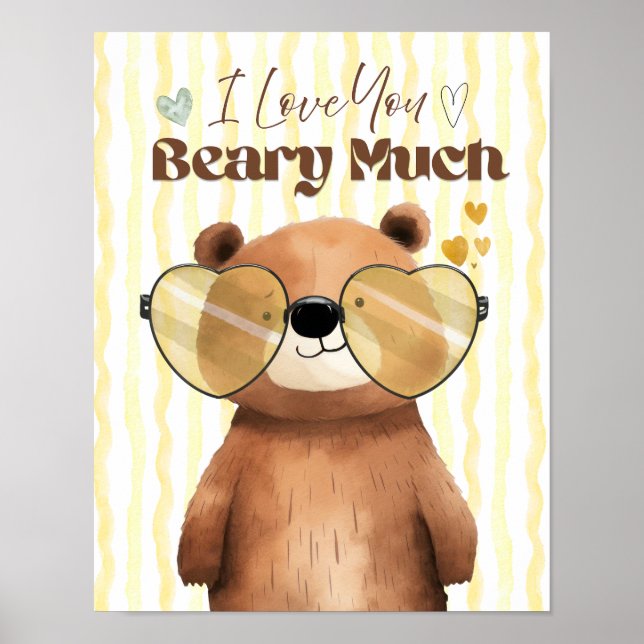 Teddy bear wall art I love you beary much poster (Frente)