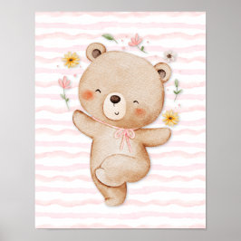 Teddy bear wall art poster Happy dance poster