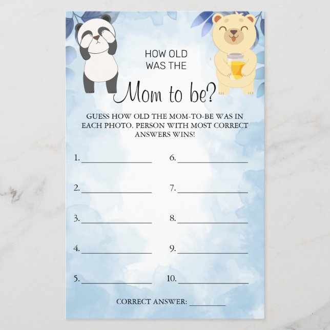 Teddy Bears Adivinha quantos anos tinha o cartão d (Frente)