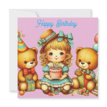 TEDDY BEARS Cartão de Aniversário ~ Criança jovem 