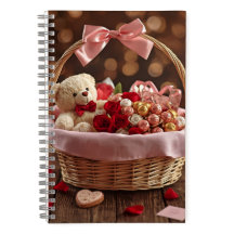 Teddy Rose Basket Romantic Valentine Love Story 