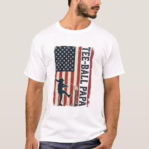 Tee Ball Papai Bandeira Americana Camisa Vintage D