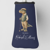 Tee-Rex Golfista Dinossauro Assinatura Nome Azul M
