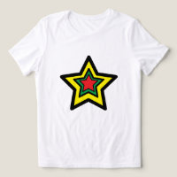 Tee ⭐ Vibrante Tripla Grande Estrela (Amarelo, Ver