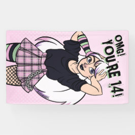Teen Girl Pink Cartoon Punk 14 Aniversário