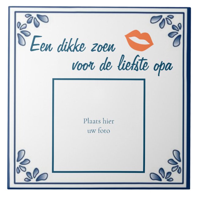 Tegel cadeau voor opa met foto (Frente)