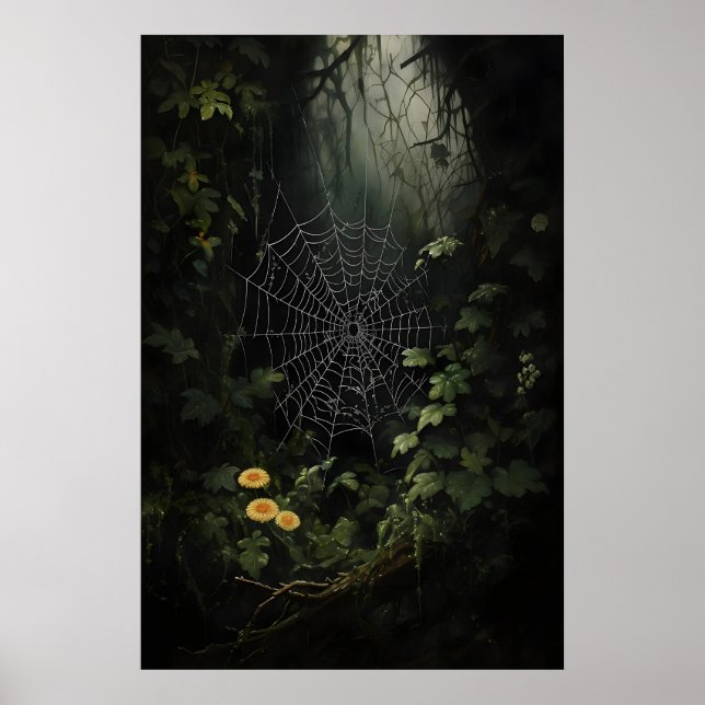 Teias de Aranha em Impressão de Parede de Floresta (Frente)