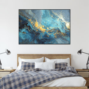 Tela Abstrata Azul e Branco – Decoração de Casa
