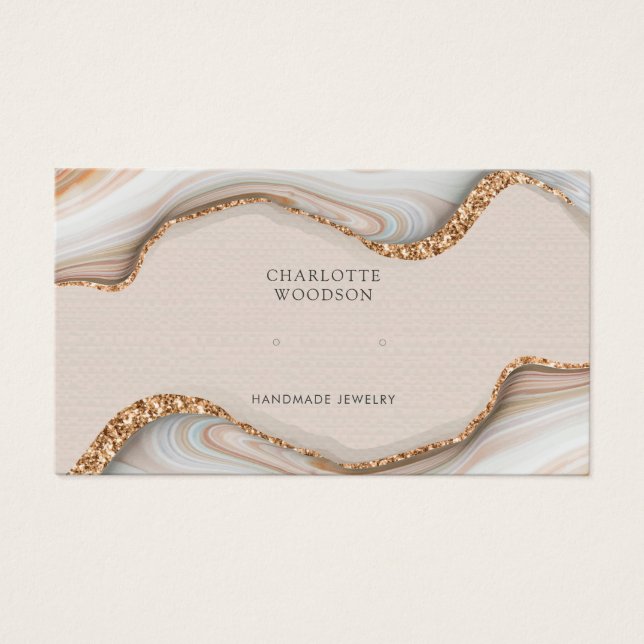 Tela Agate Marble Pink Blush Geode Stud Earring (Frente)